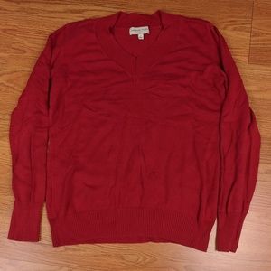 Adrienne Vittadini Studio V Neck Red Sweater Large